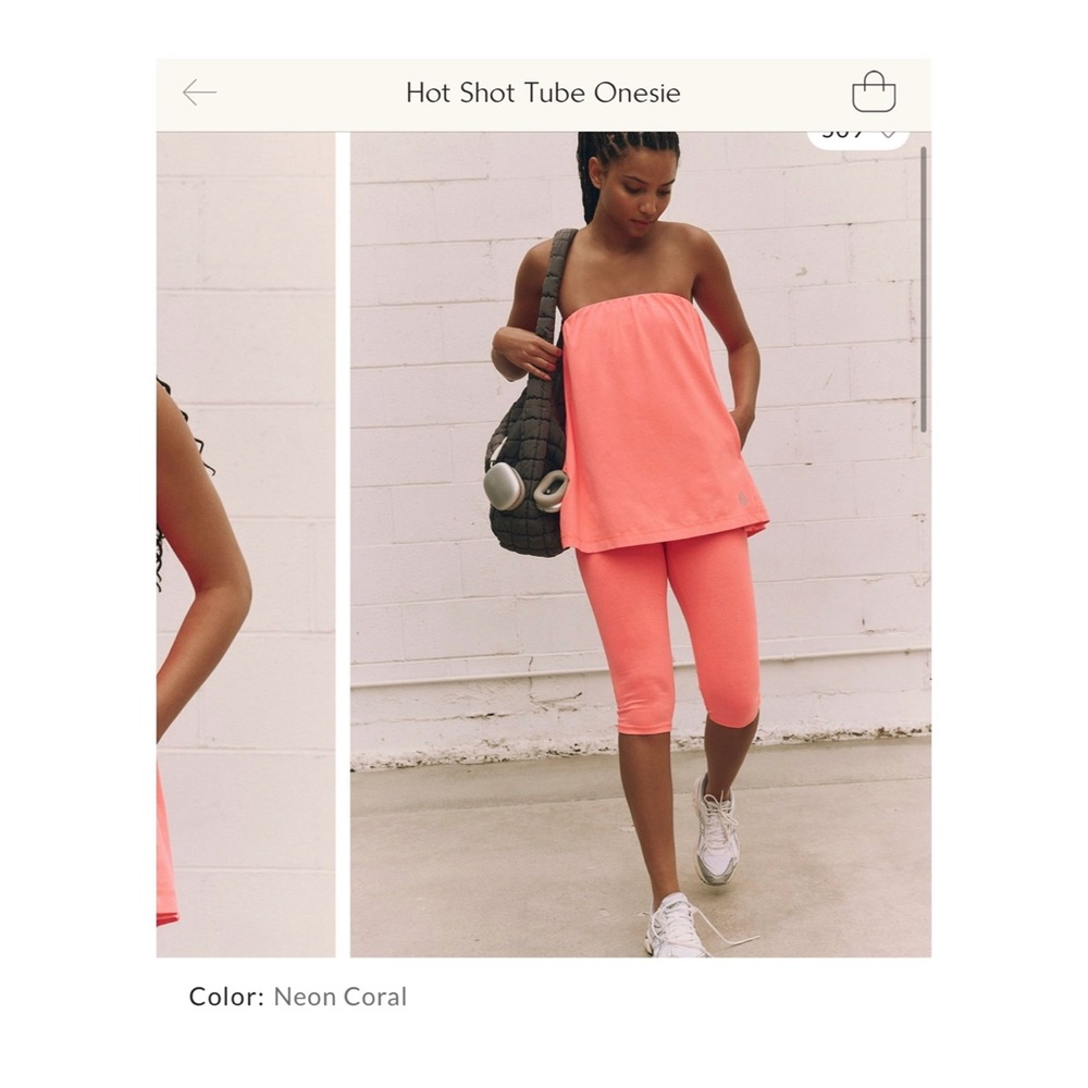 Free People Neon Coral Hot Shot Tube Onesie